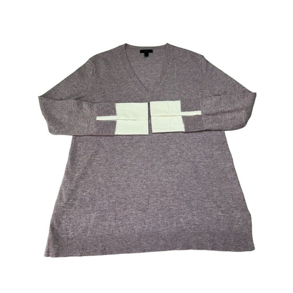 J.Crew Sweater Womens Medium Purple Lilac Wool Blend Long Sleeve V-Neck